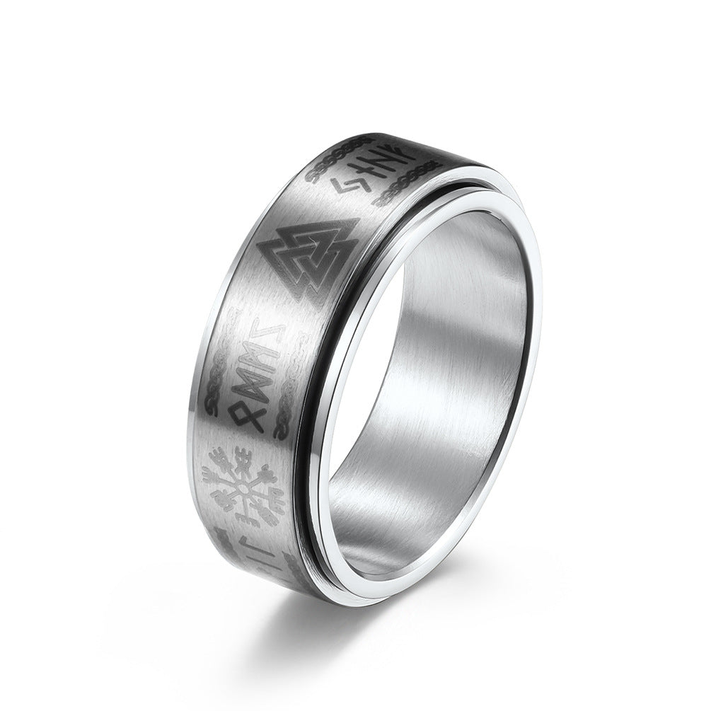 Viking Rune Thor's Hammer Valknut Spinner Ring