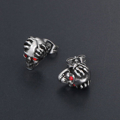 Red Eye Skull Earrings