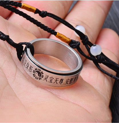 Chinese Character Engraved Taoist Purification Mantra Spinner Ring