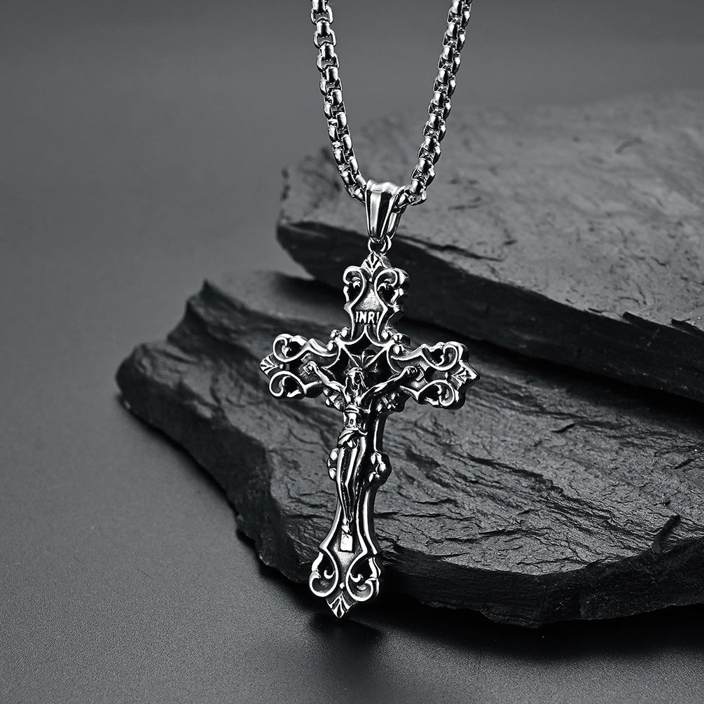 Gothic Cross Jesus Pendant