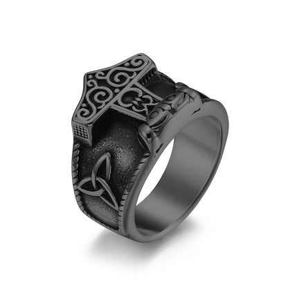 Celtic Knot Odin Thor's Hammer Ring