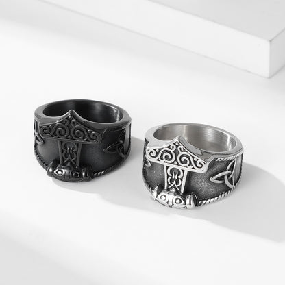 Celtic Knot Odin Thor's Hammer Ring