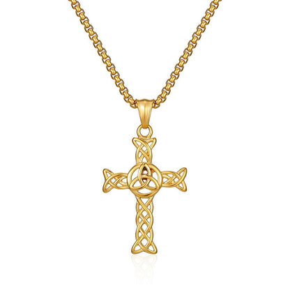 Celtic Knot Cross Cutout Necklace