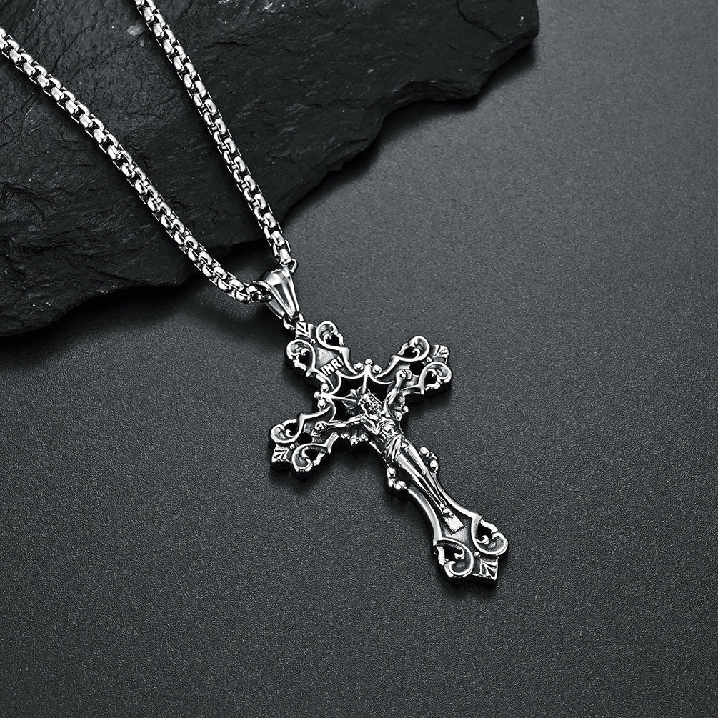 Gothic Cross Jesus Pendant