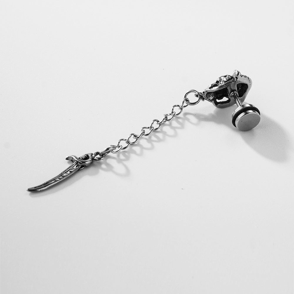 Skull Sword Chain Earrings