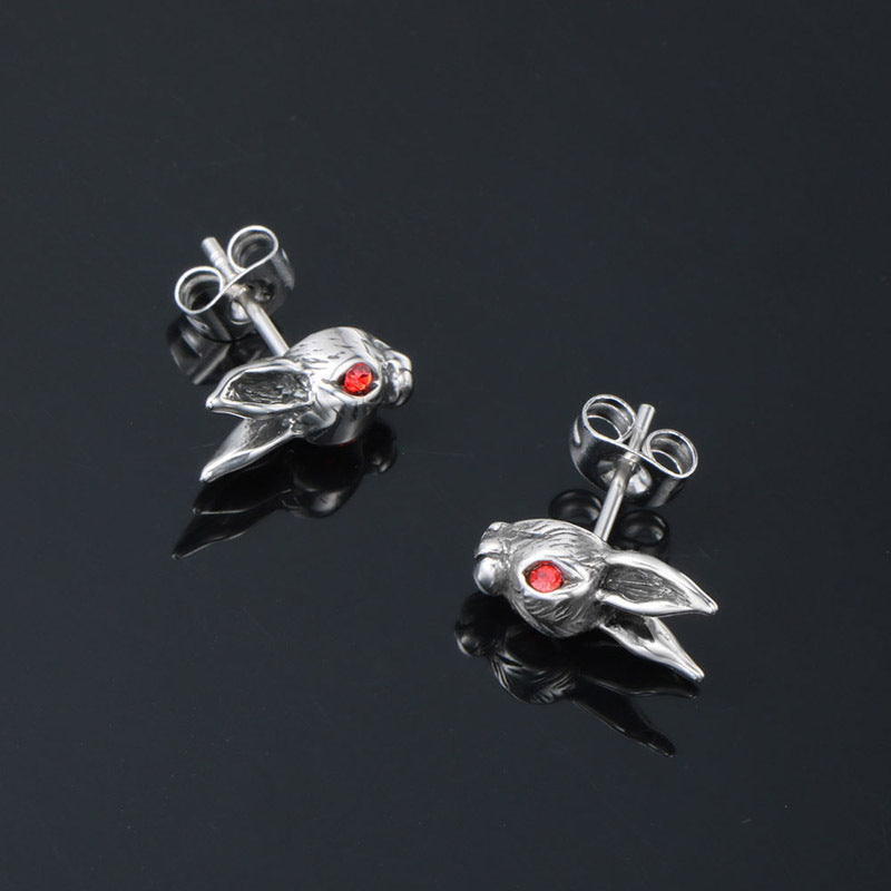 Rabbit Red Diamond Eye Earrings