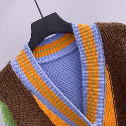 Cropped Colorblock Cardigan