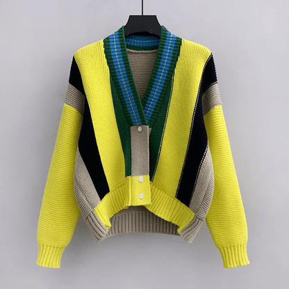 Cropped Colorblock Cardigan