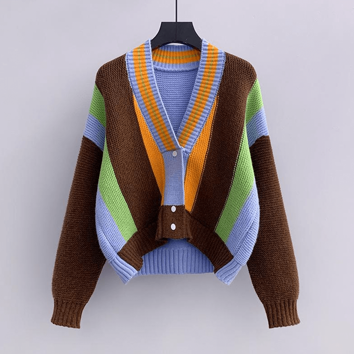 Cropped Colorblock Cardigan