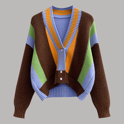 Cropped Colorblock Cardigan